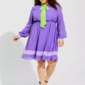 Scooby Doo Daphne Chiffon Fit N Flare Dress NWT Costume